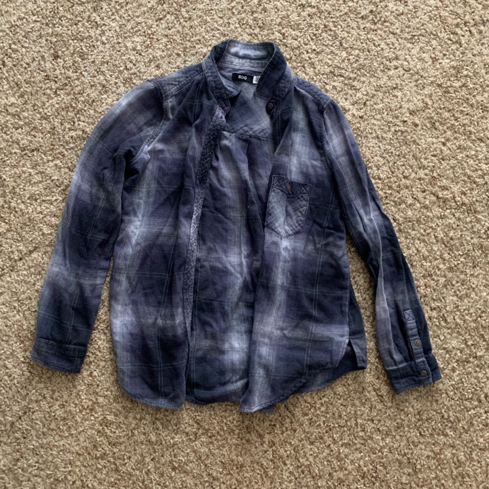 BDG navy blue button down flannel